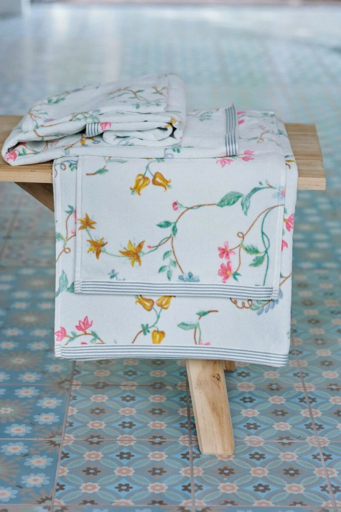 Pip Studio ručníky z bavlněného froté Les Fleurs, bílé