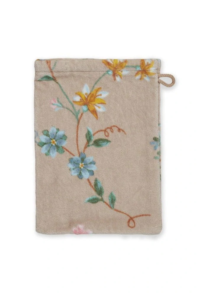 Pip Studio Les Fleurs bavlněná froté žínka khaki 16x22 cm