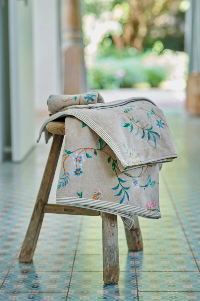 Pip Studio ručníky z bavlněného froté Les Fleurs, khaki