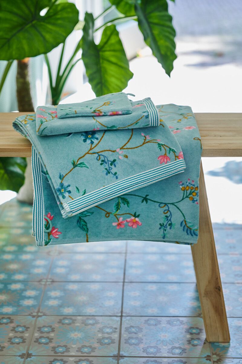 Pip Studio ručníky z bavlněného froté Les Fleurs, modré