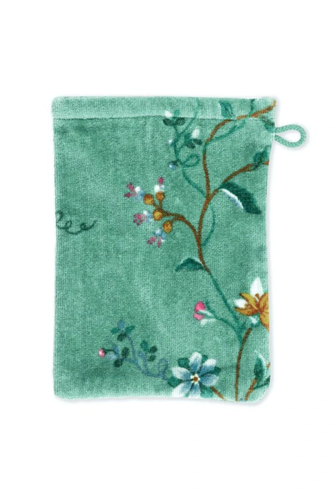 Pip Studio Les Fleurs bavlněná froté žínka zelená 16x22 cm