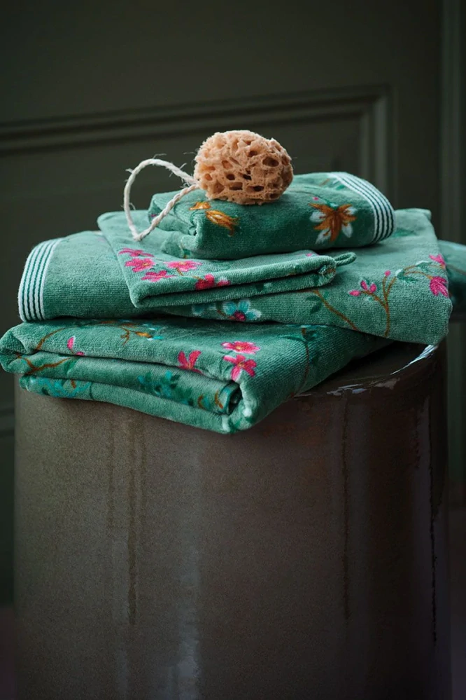 Pip Studio ručníky z bavlněného froté Les Fleurs, zelené
