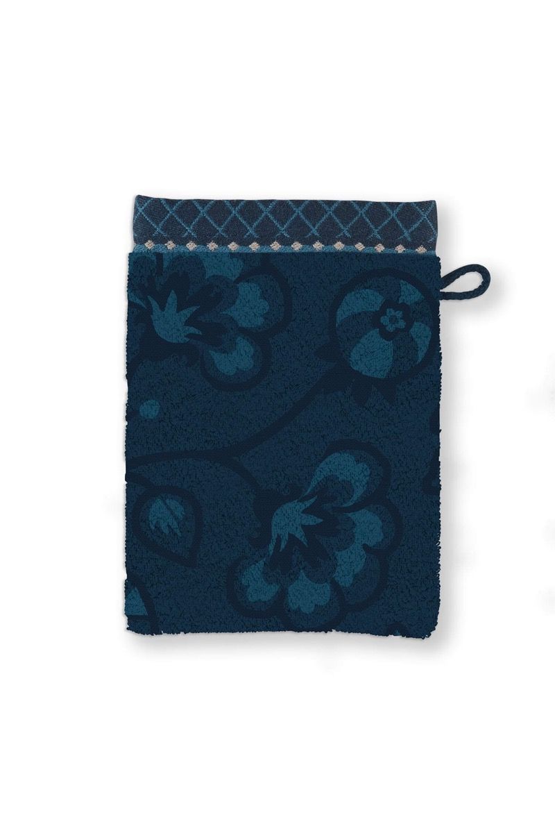 Pip Studio Jasmine Jacquard bavlněná froté žínka tmavě modrá 16x22 cm