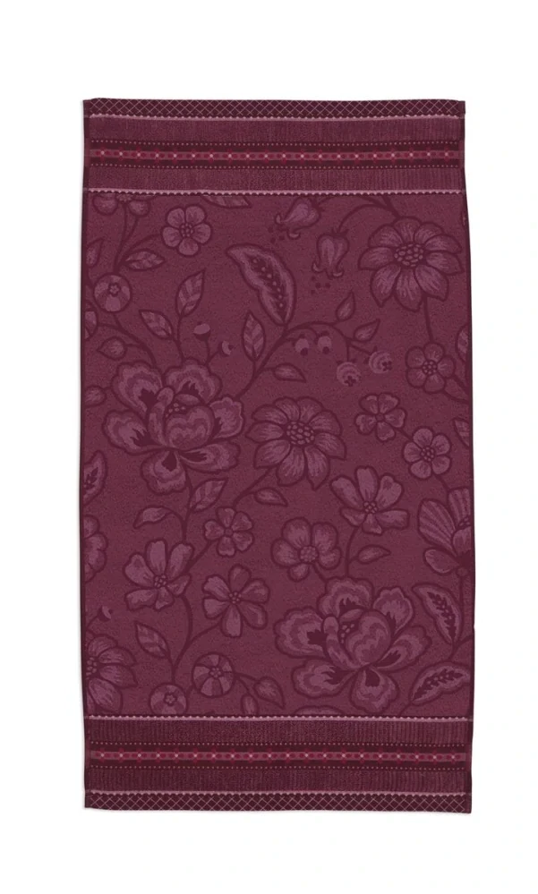 Pip Studio Jasmine Jacquard bavlněný froté ručník tmavě růžový 55x100 cm