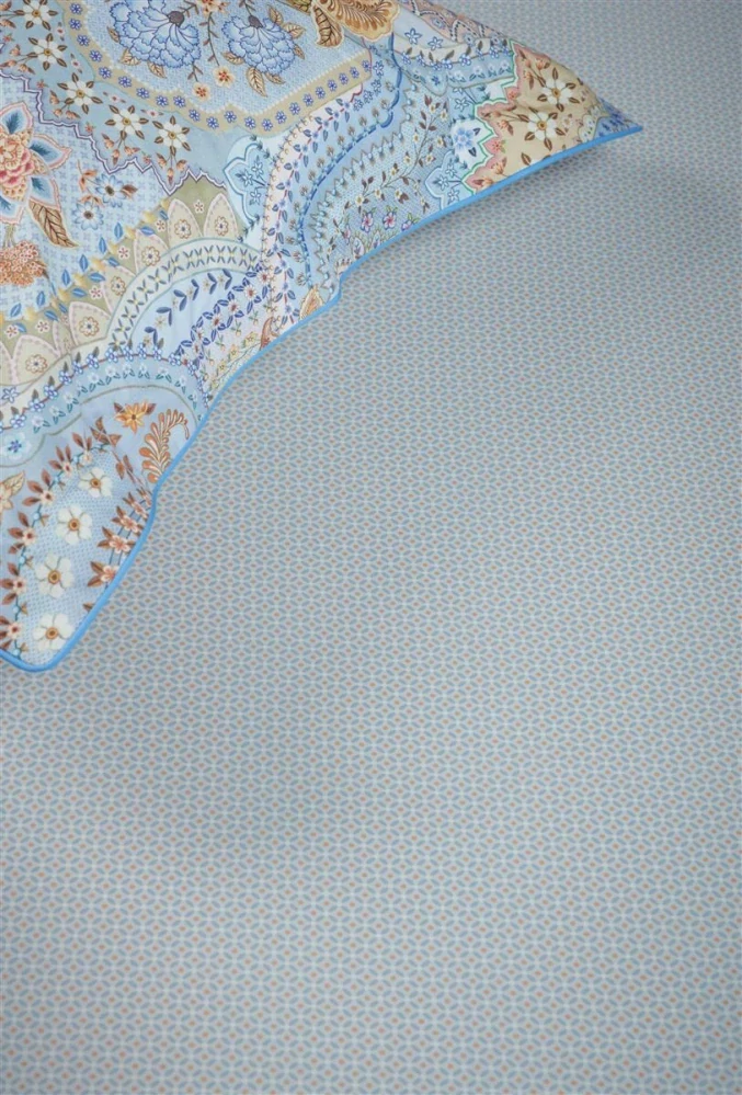 Pip Studio perkálové prostěradlo Cross Stitch, šedo-modré