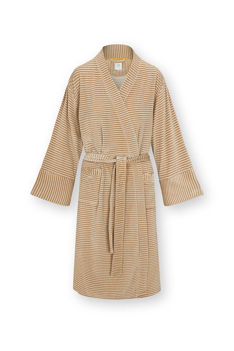 Pip Studio Naomi Kimono Velvet Little Sumo Stripe, pískové