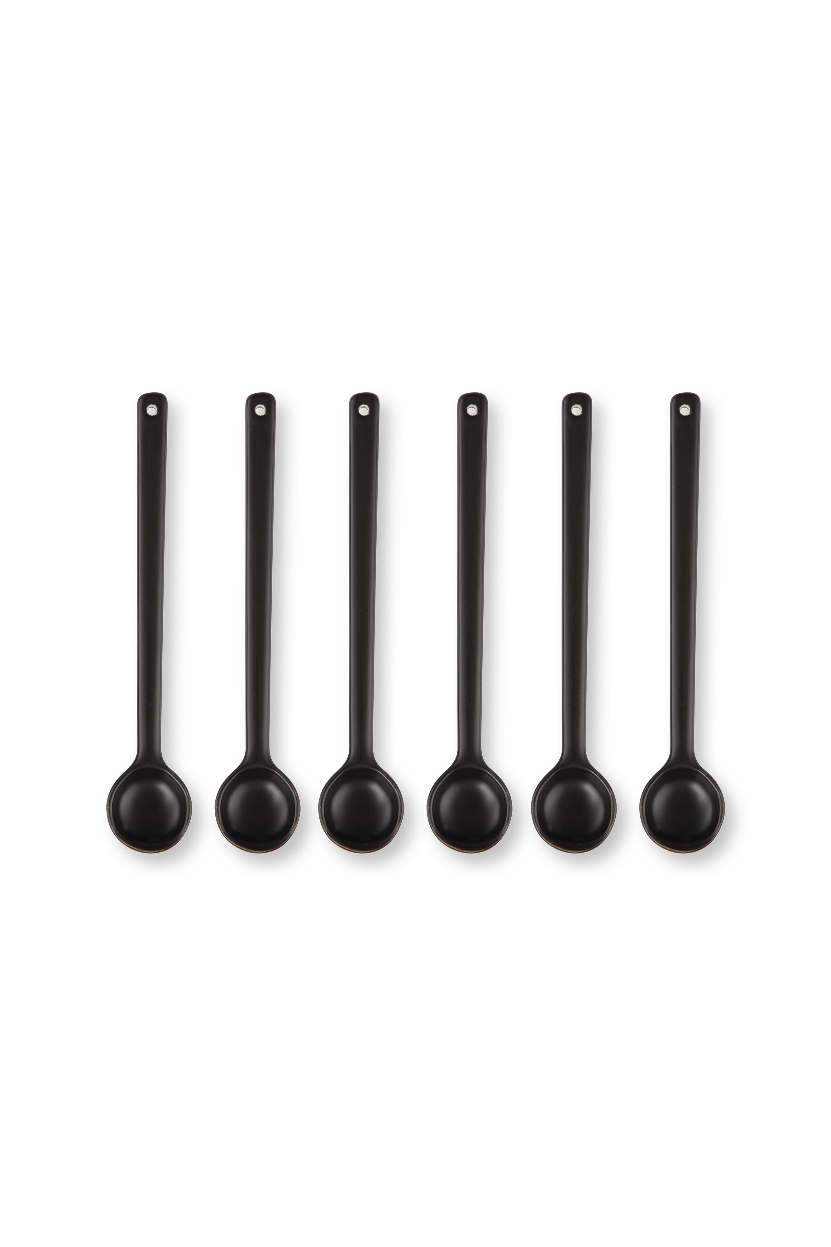 vtwonen Matt Black set 6 velkých porcelánových lžiček, černý