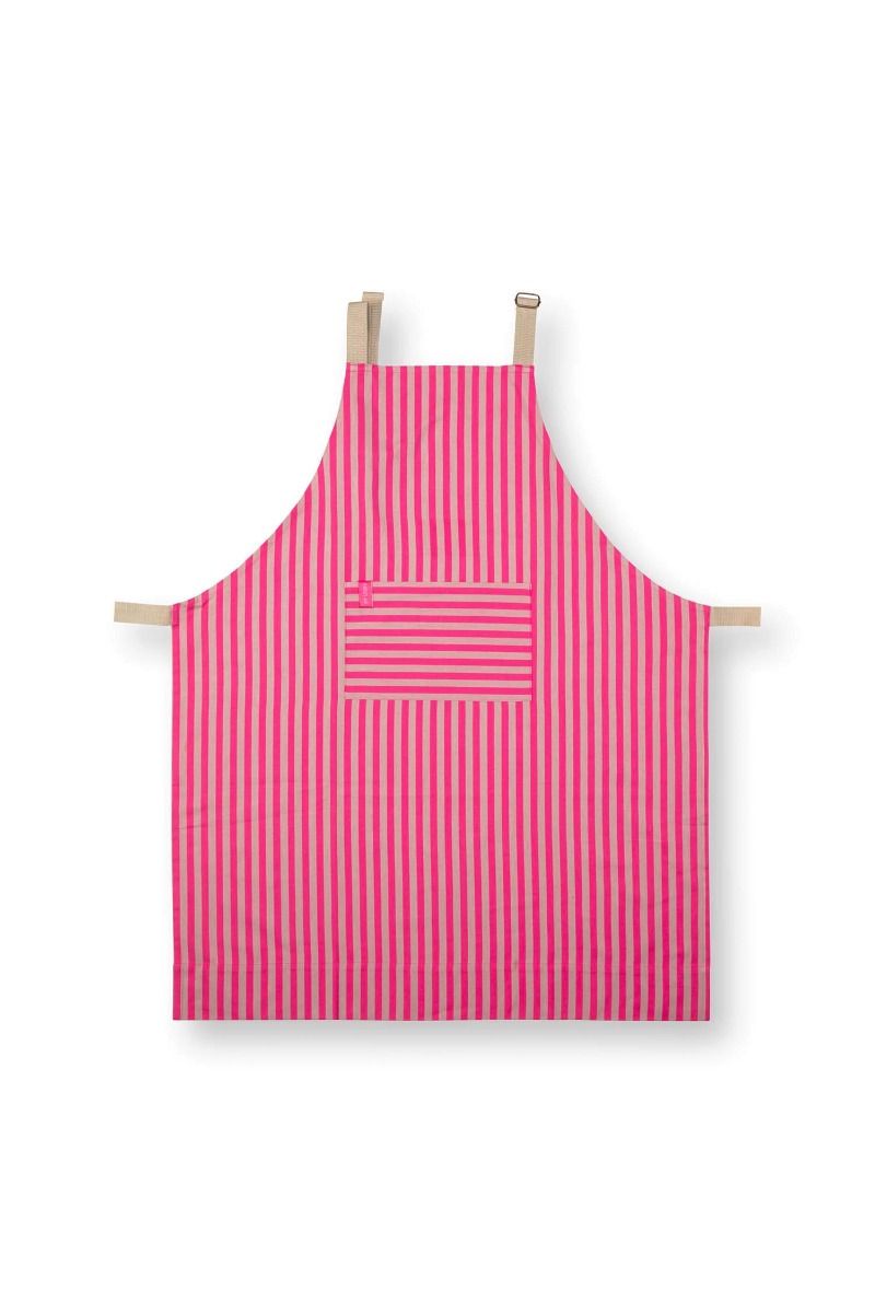 Pip Studio Apron Stripes kuchyňská zástěra  - růžová
