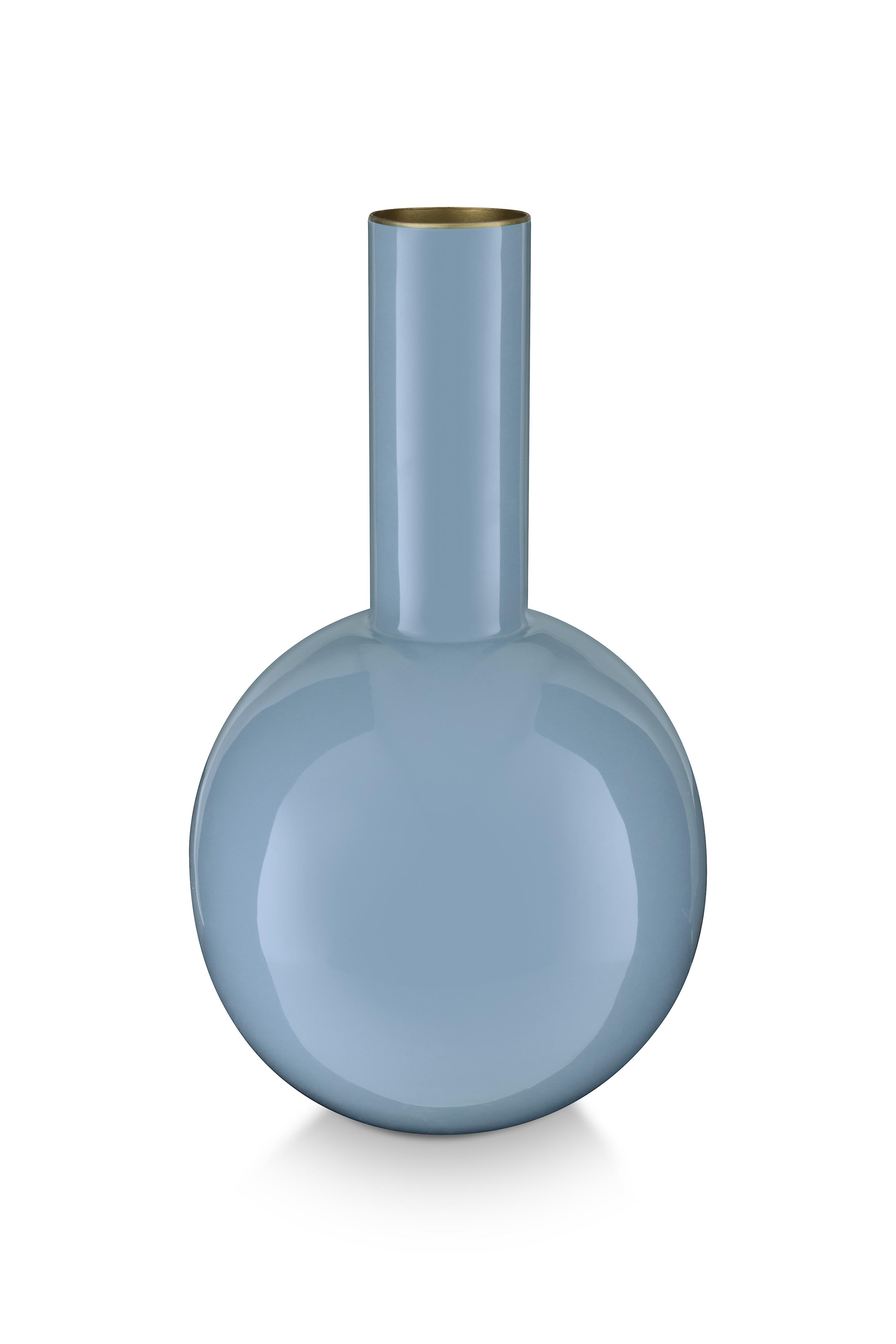 Pip Studio kovová váza s úzkým hrdlem, 33cm, světlá modrá