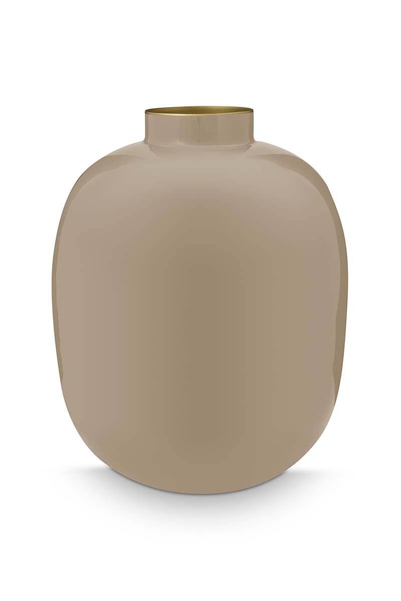 Pip Studio velká kovová váza 32cm, šedohnědá
