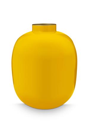 Pip Studio velká kovová váza 32cm, tmavě žlutá