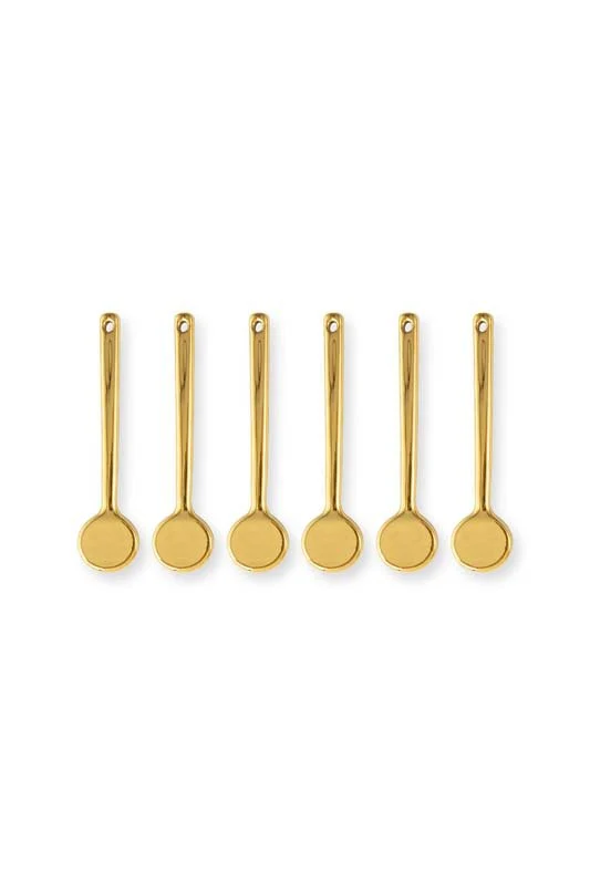 vtwonen Gold sada 6 malých porcelánových lžíček - zlaté