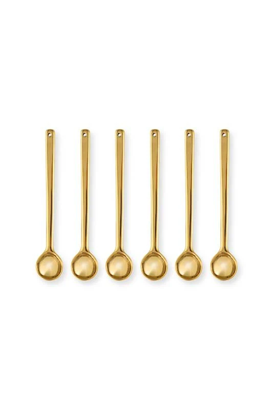vtwonen Gold sada 6 velkých porcelánových lžíček - zlaté