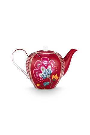 Pip Studio Blooming Tales velká čajová konvice 1,6 l - tmavě červená