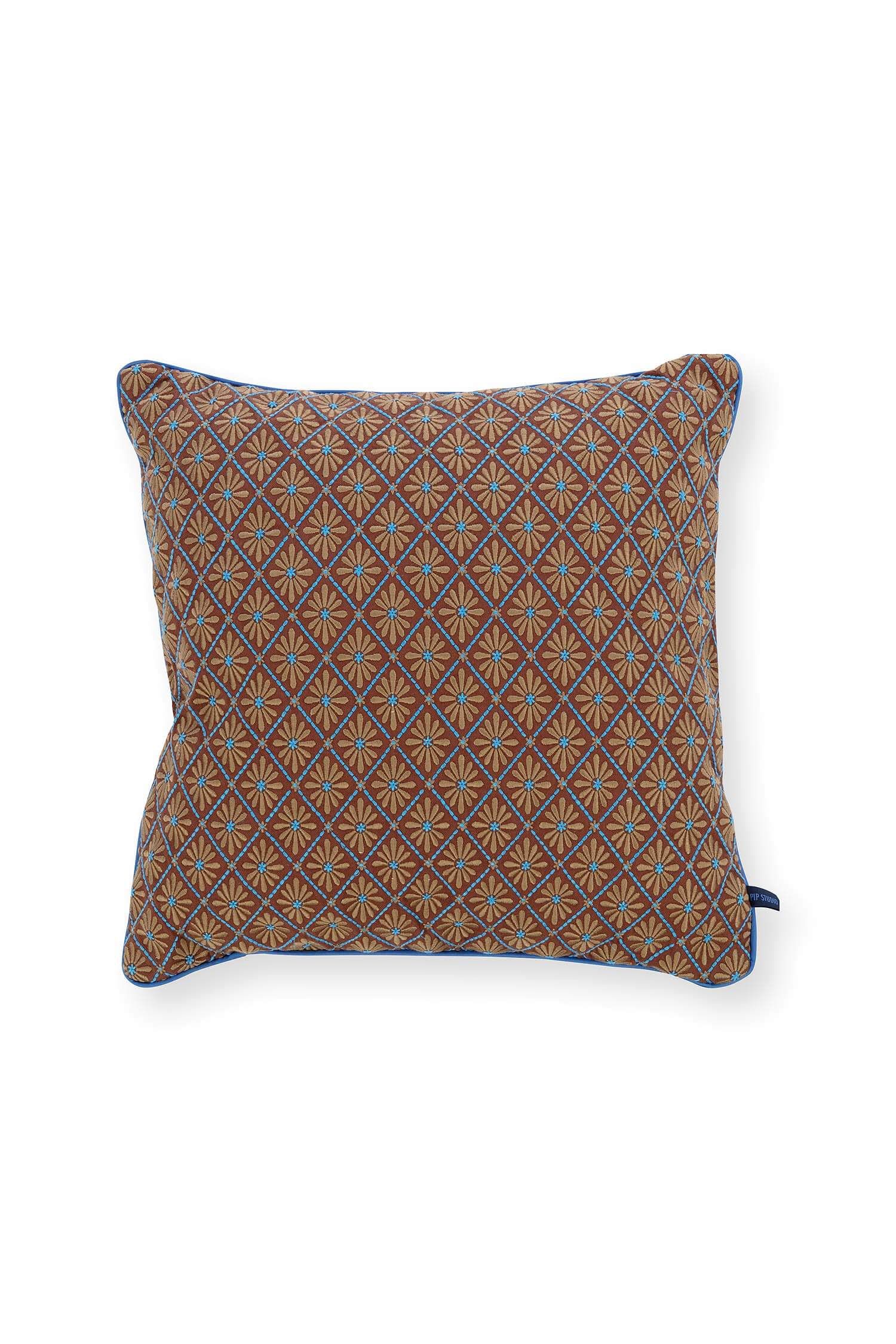 Pip Studio dekorační polštář Giyani Embroidery 50 x 50 cm - modro-hnědý