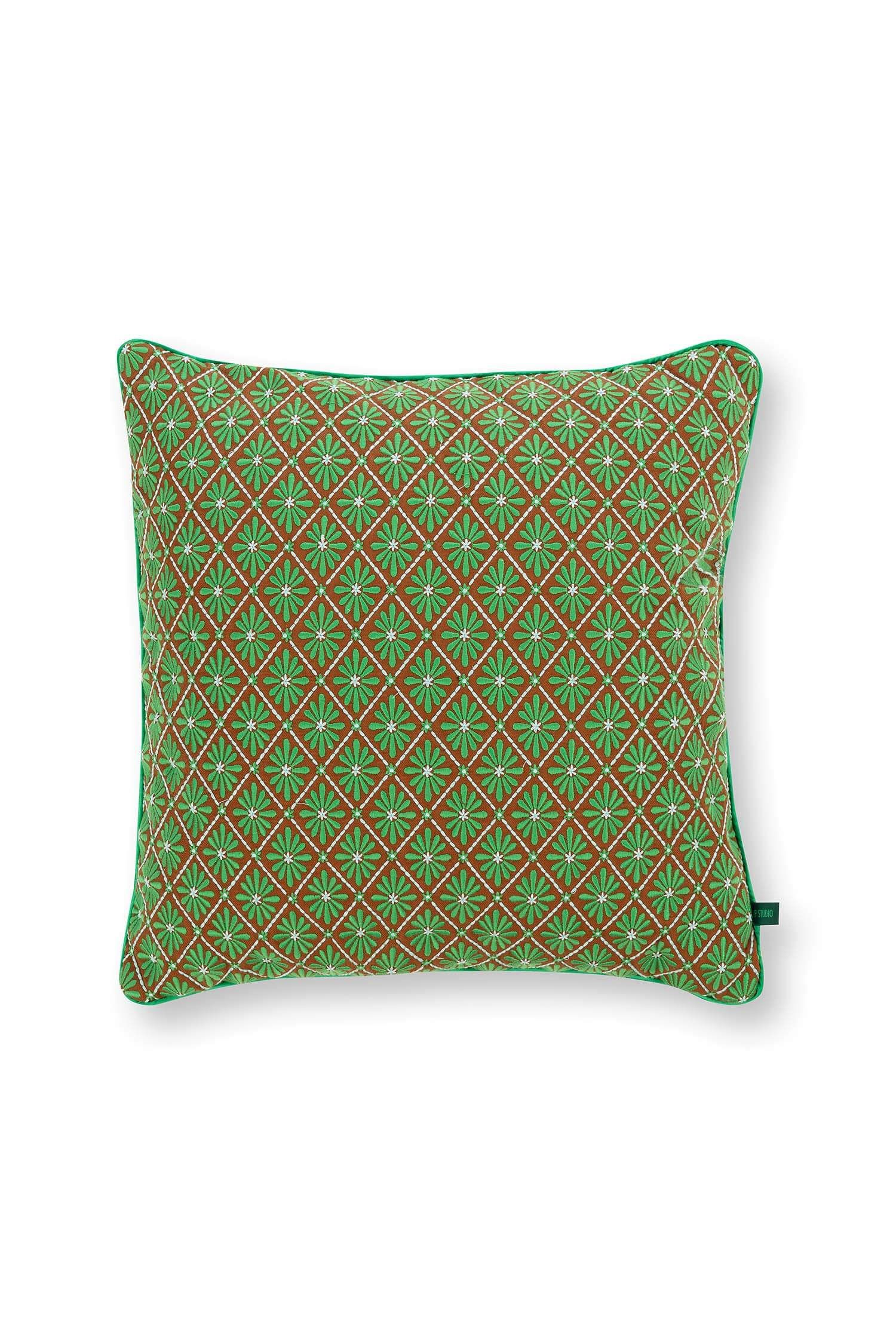 Pip Studio dekorační polštář Giyani Embroidery 50 x 50 cm - zelený