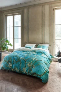 Van Gogh saténové povlečení Mandlové květy modré 200x200 + 2x 70x90 cm