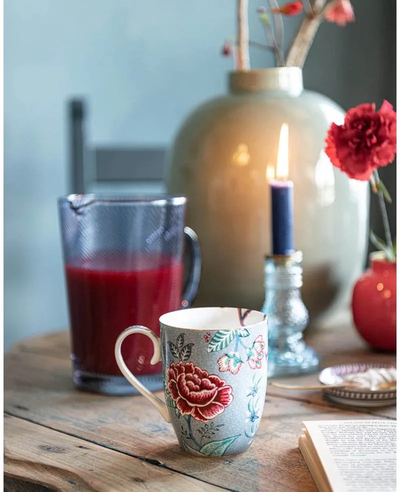 Pip Studio Flower Festival hrnek XL 440ml, modrá