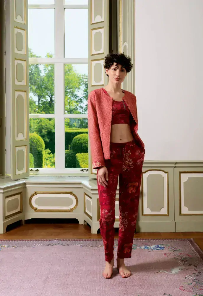 Pip Studio Bobientje kalhoty Japanese Garden, červené