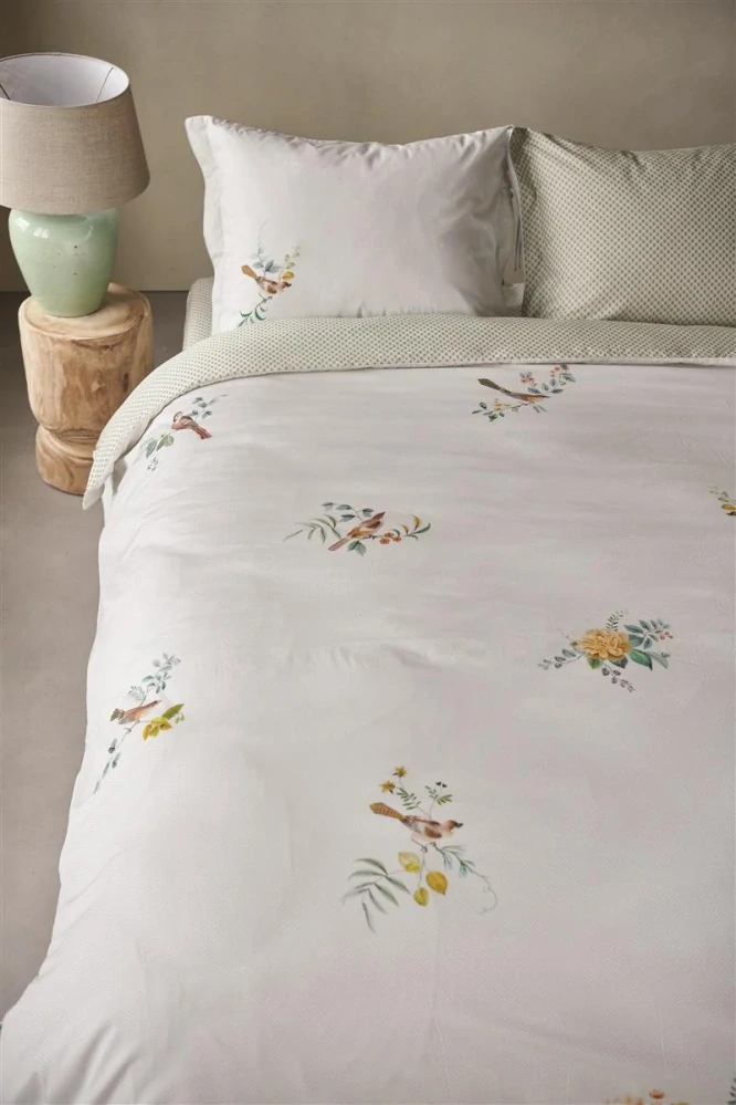 Pip Studio pérkálové povlečení Little Birds bílé 200x200 + 2x 70x90 cm