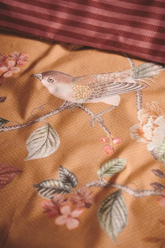 Pip Studio perkálové povlečení Good Nightingale okrové 200x200+2x 70x90 cm