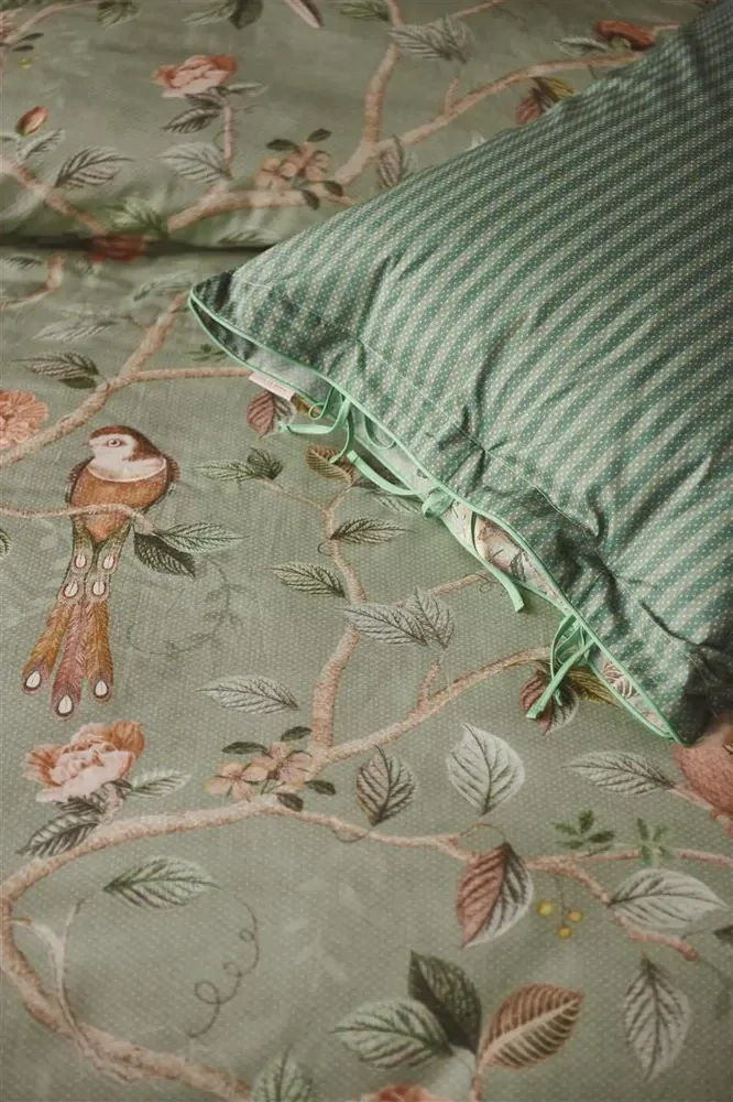 Pip Studio perkálové povlečení Good Nightingale zelené 200x200 + 2x 70x90 cm