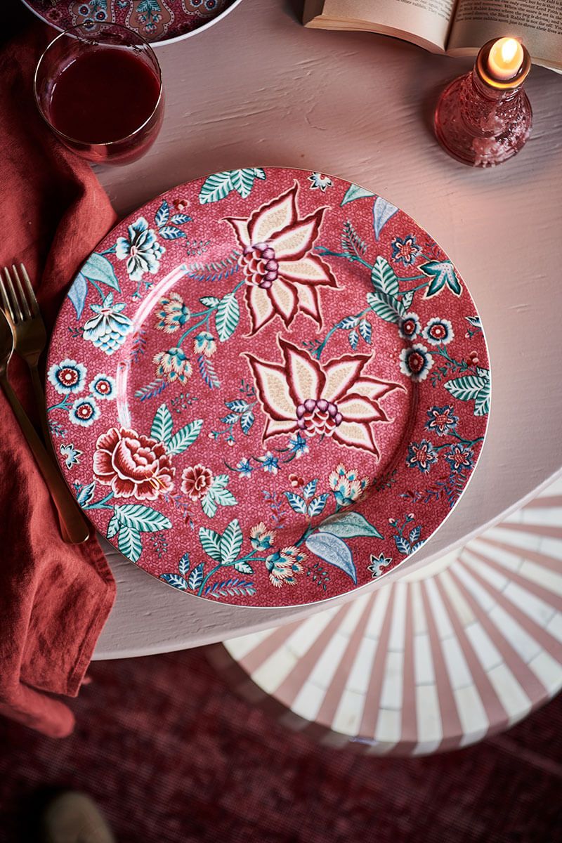 Pip Studio Flower Festival velký talíř Ø32, tmavě růžový