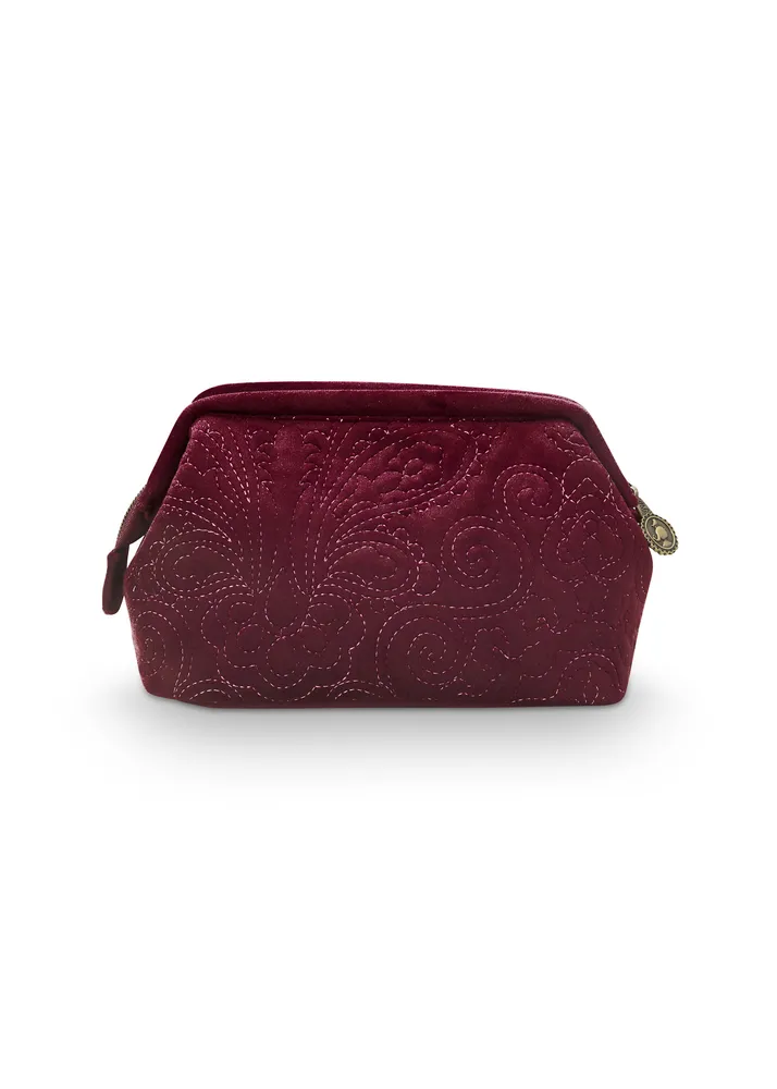Pip Studio Cooper Velvet Quiltey Days sametová kosmetická taška, vínová