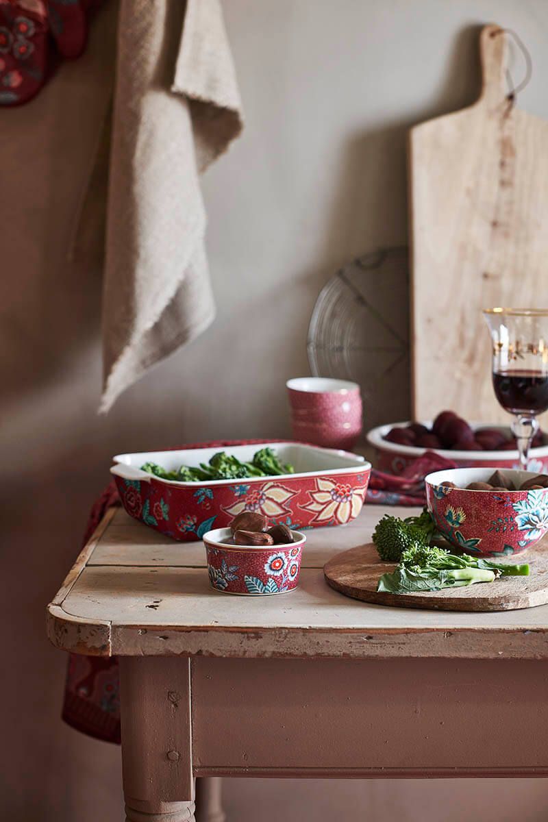 Pip Studio Flower Festival zapékací mísa 8.7x4.3cm, tmavě růžová