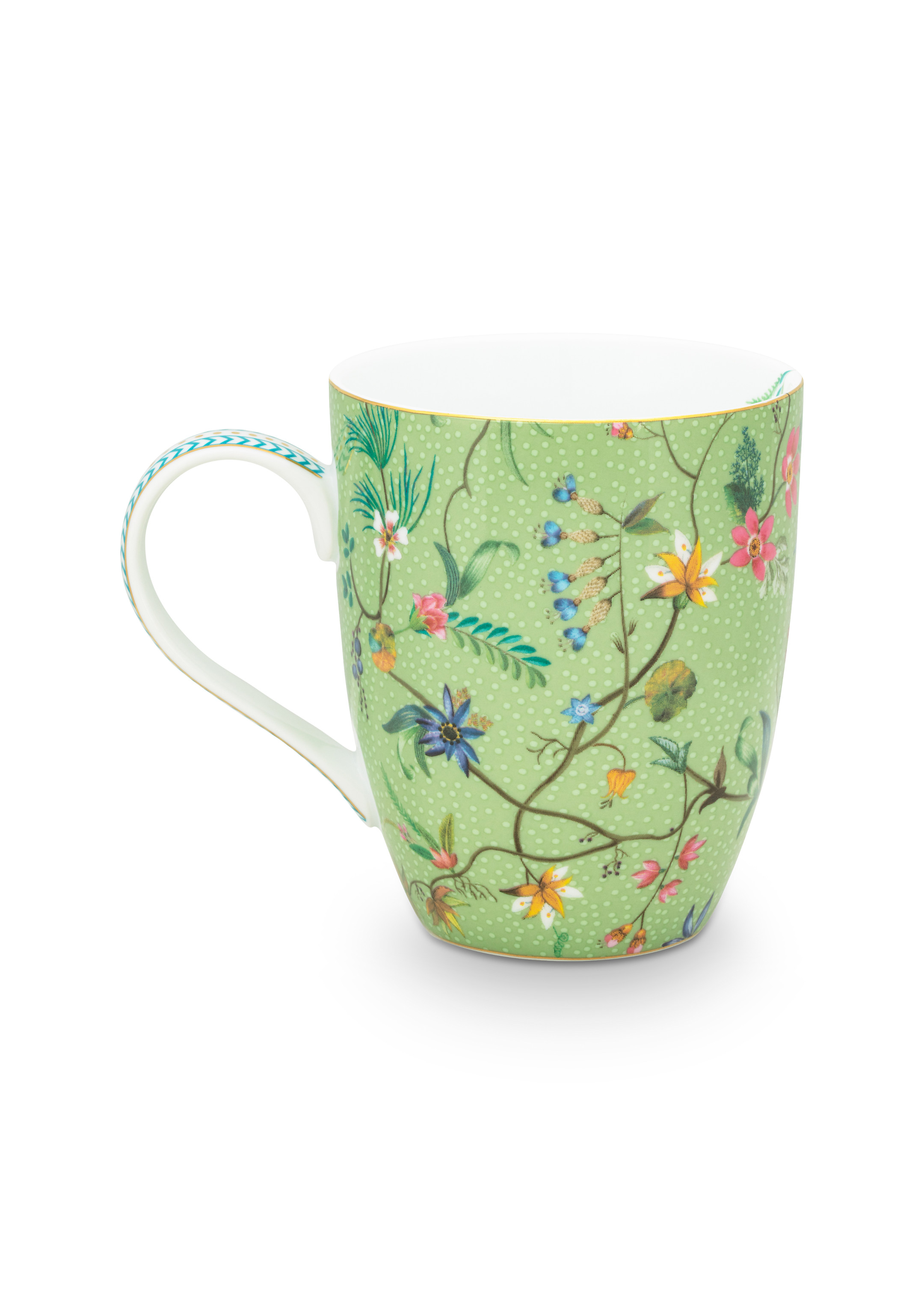 Pip Studio Jolie Gold Flower hrneček 350ml, zelený