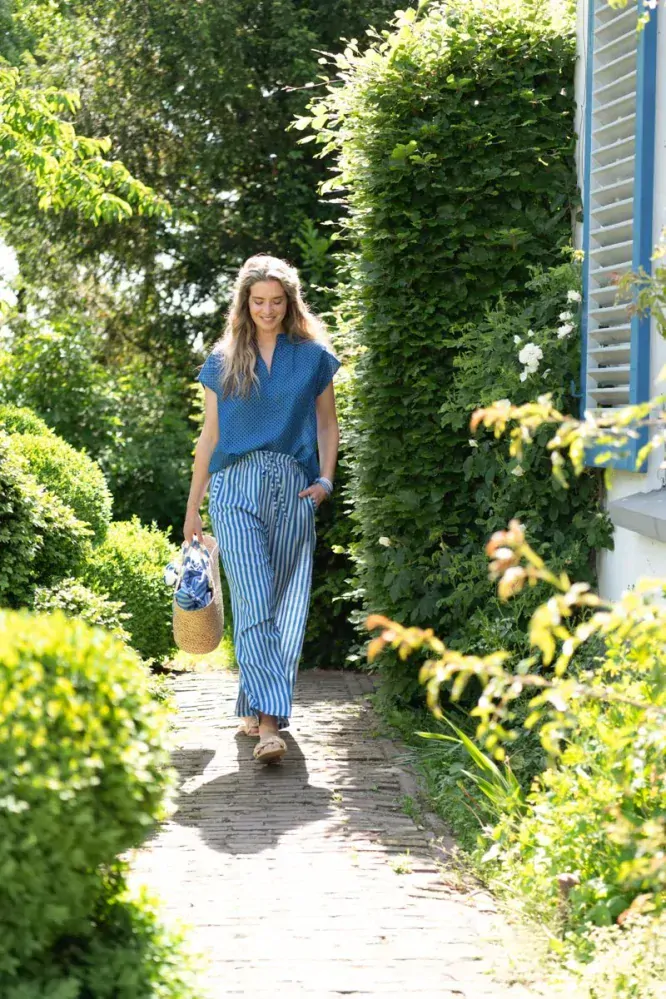 Pip Studio Bernice dlouhé kalhoty Sumo Stripe, modré