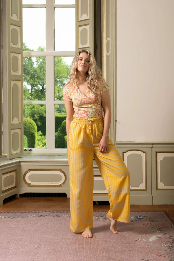 Pip Studio Bernice Dlouhé kalhoty Sumo Stripe, žluté