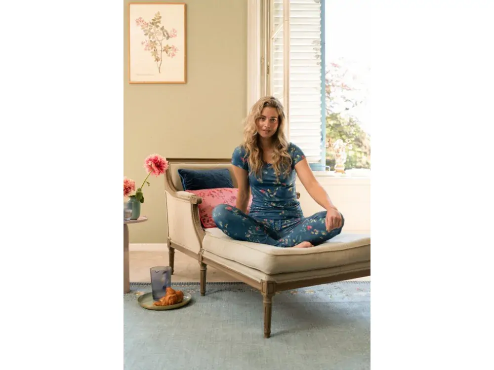 Pip Studio Tilly tričko s krátkým rukávem Tokyo Blossom, modré