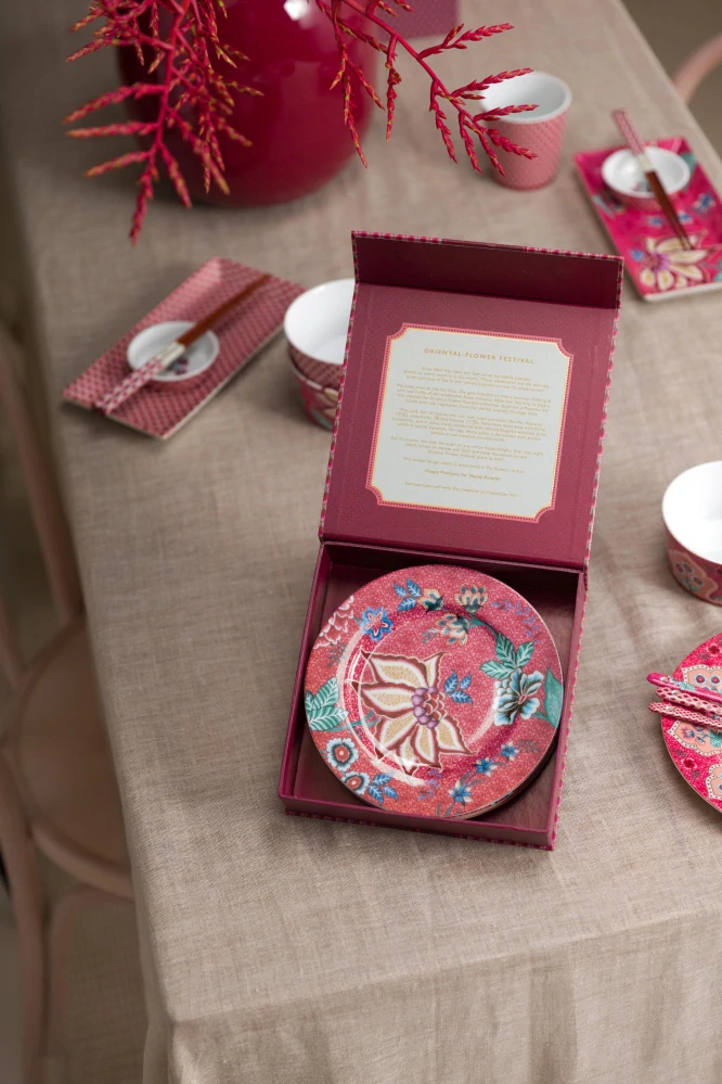 Pip Studio Flower Festival Oriental sada 4 ks talířů Ø17cm, růžová