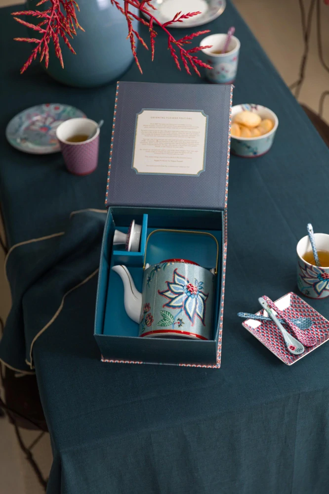 Pip Studio Flower Festival Oriental čajová konvice 1l, modrá