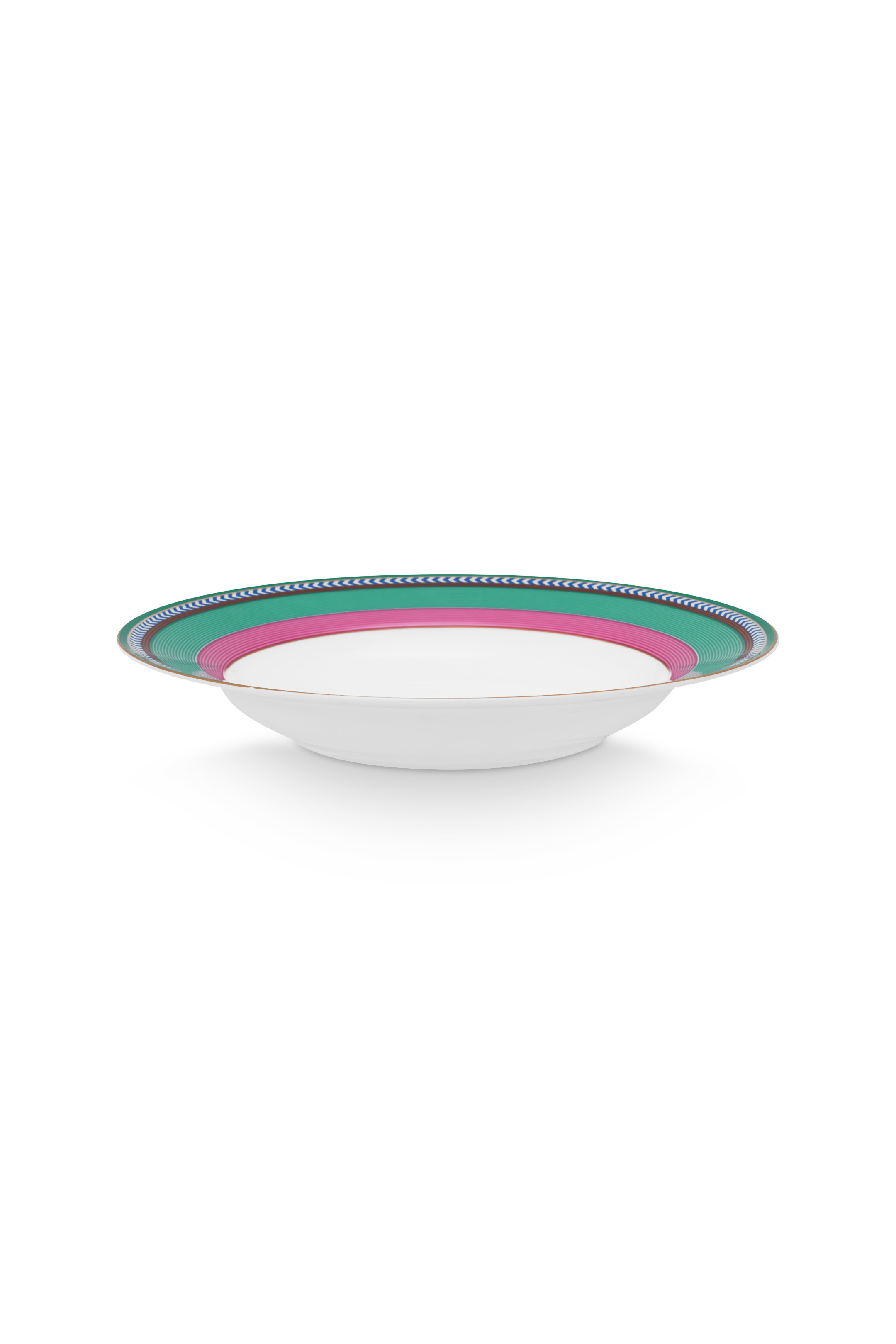 Pip Studio Pip Chique Stripes hluboký talíř ∅23,5cm, růžovo-zelený