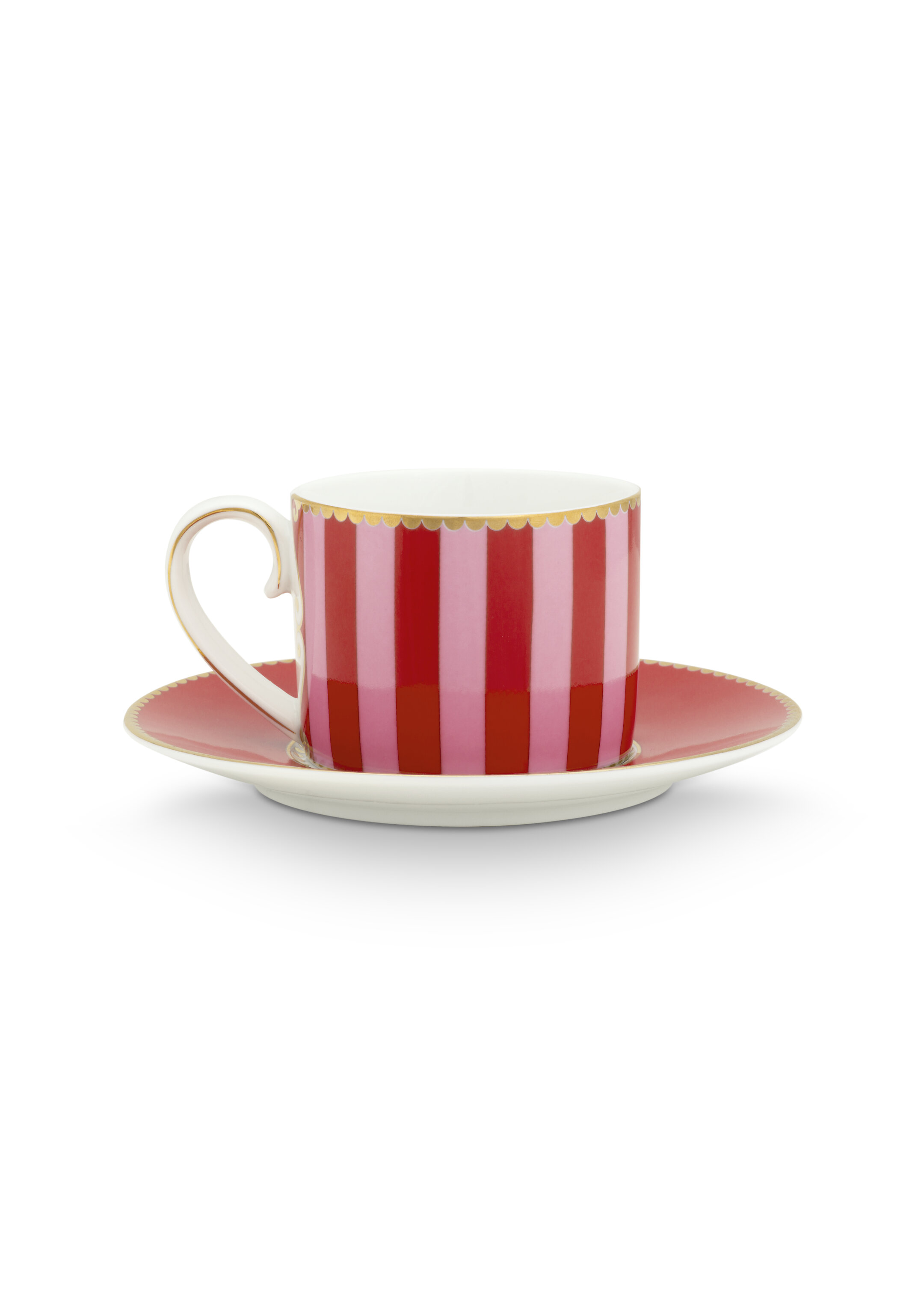 Pip studio Love Birds Stipes espresso šálek s podšálkem 90ml, červený
