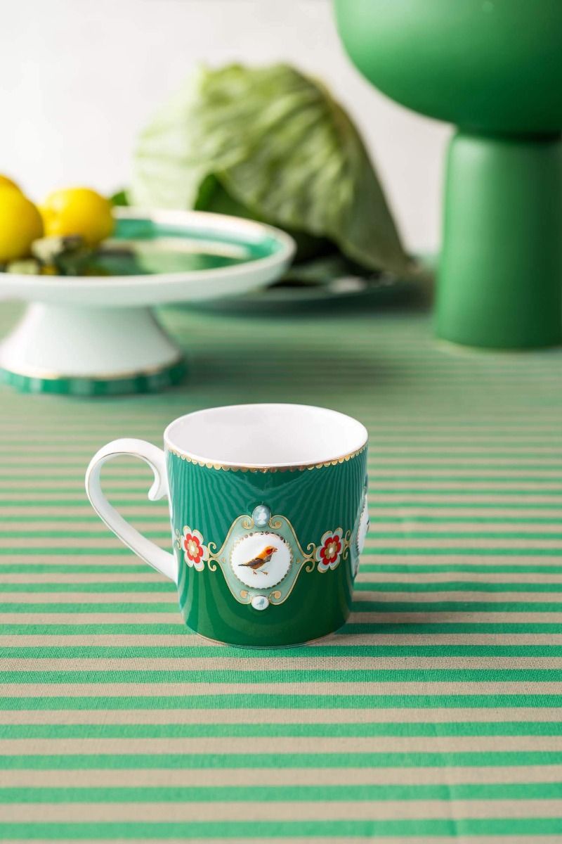 Pip Studio Love Birds hrnek 165ml, tmavě zelené