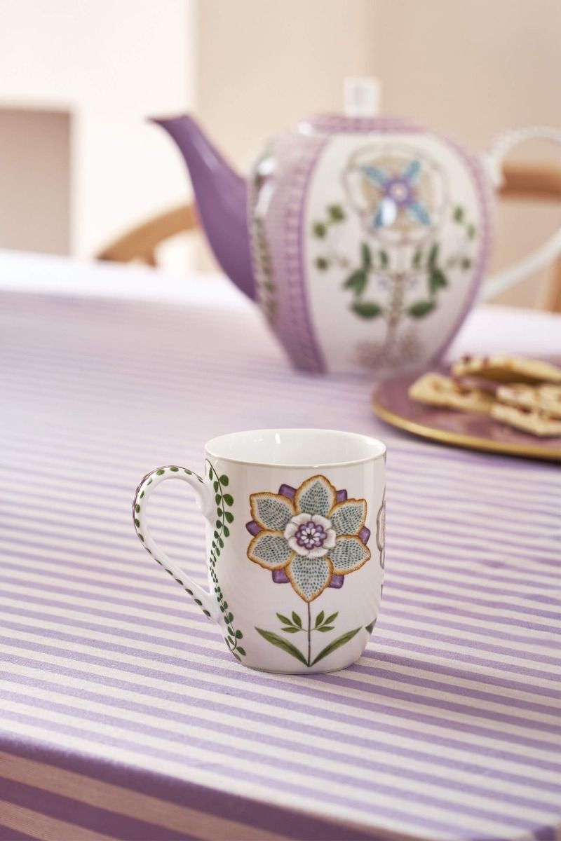 Pip Studio Lily & Lotus hrnek 180ml, bílý