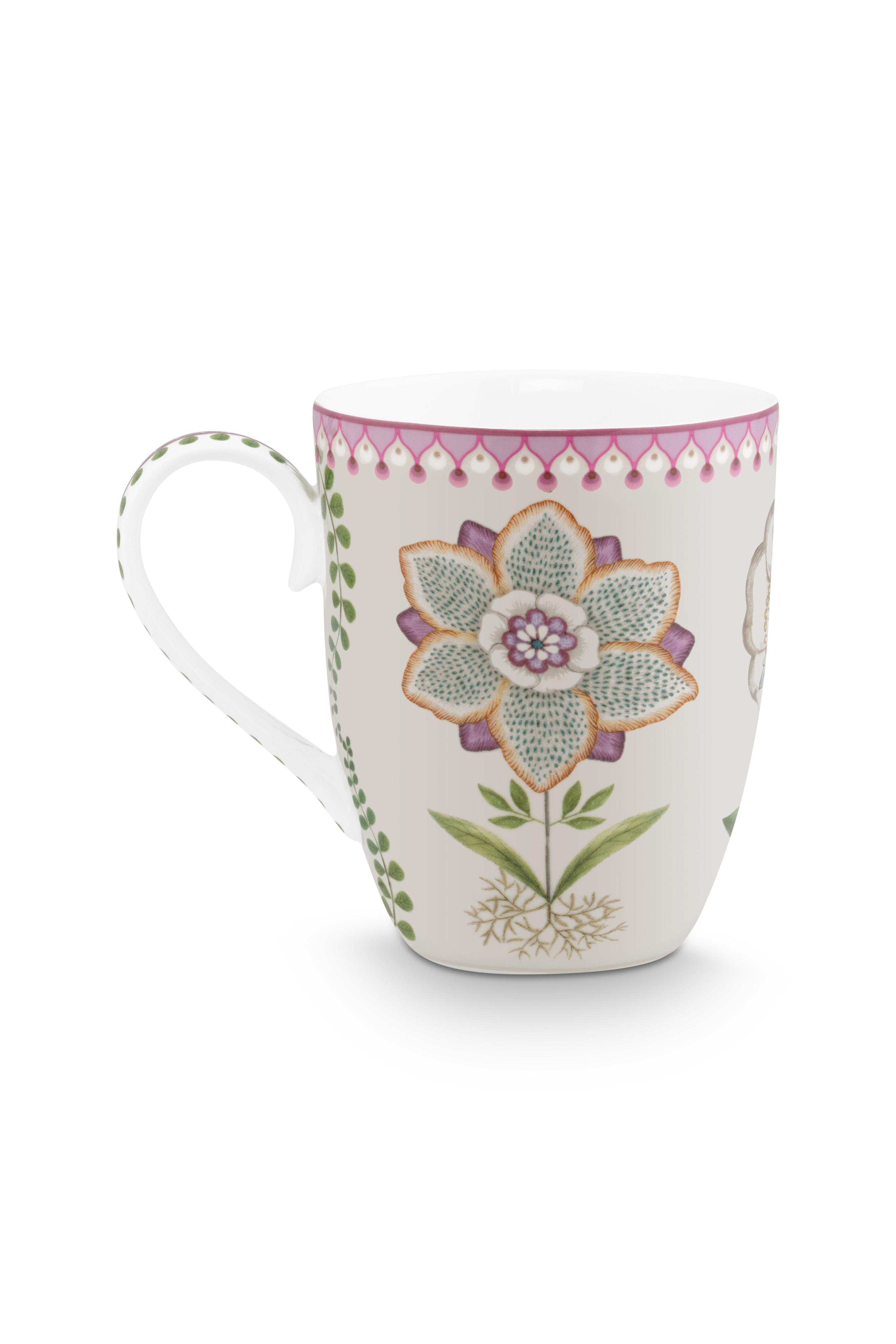 Pip Studio Lily & Lotus hrnek 350ml, bílý