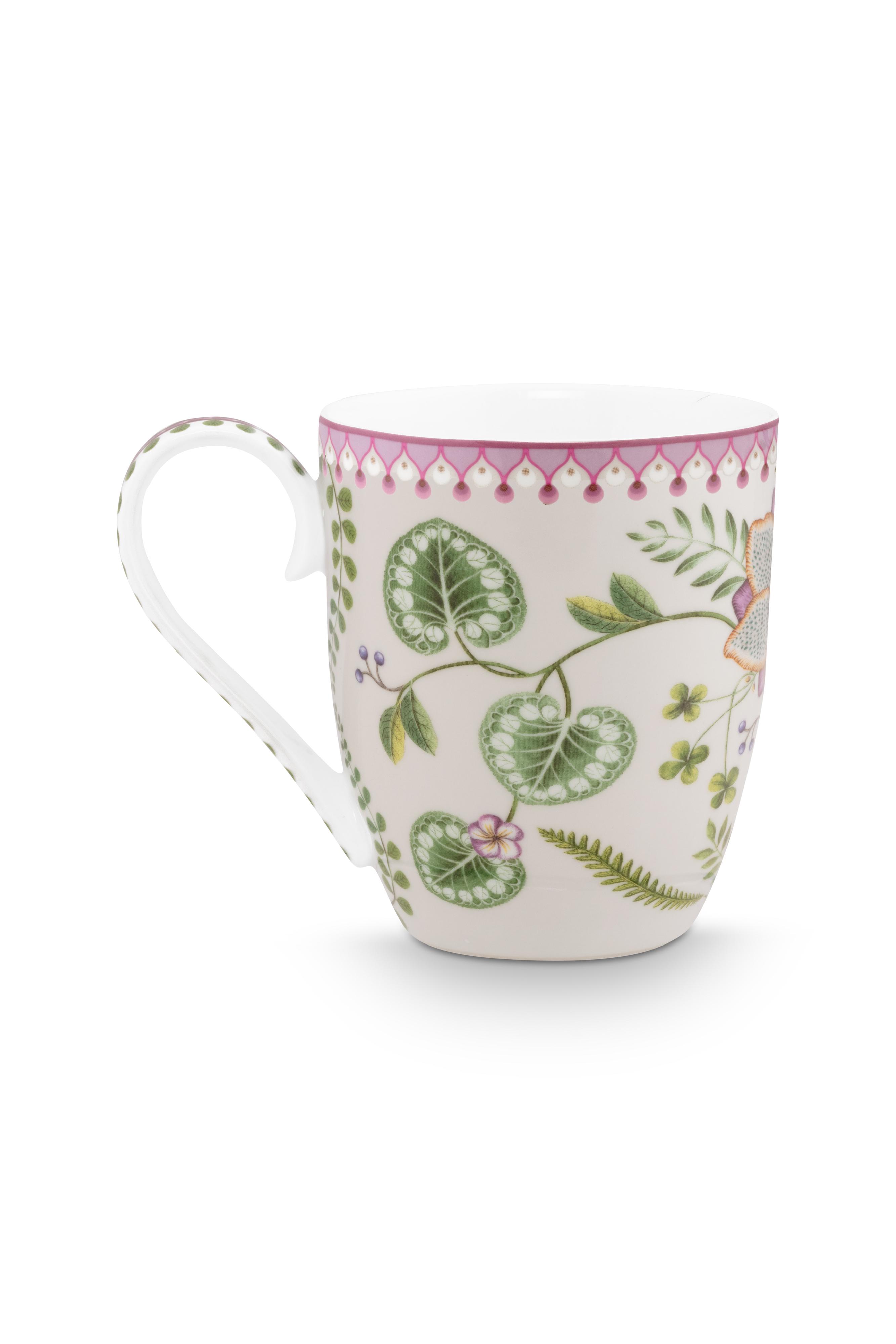Pip Studio Lily & Lotus hrnek XL 440ml, bílý