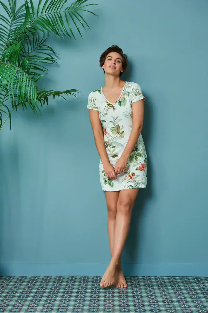 Pip Studio Djoy noční košile Floris off-white, bílá