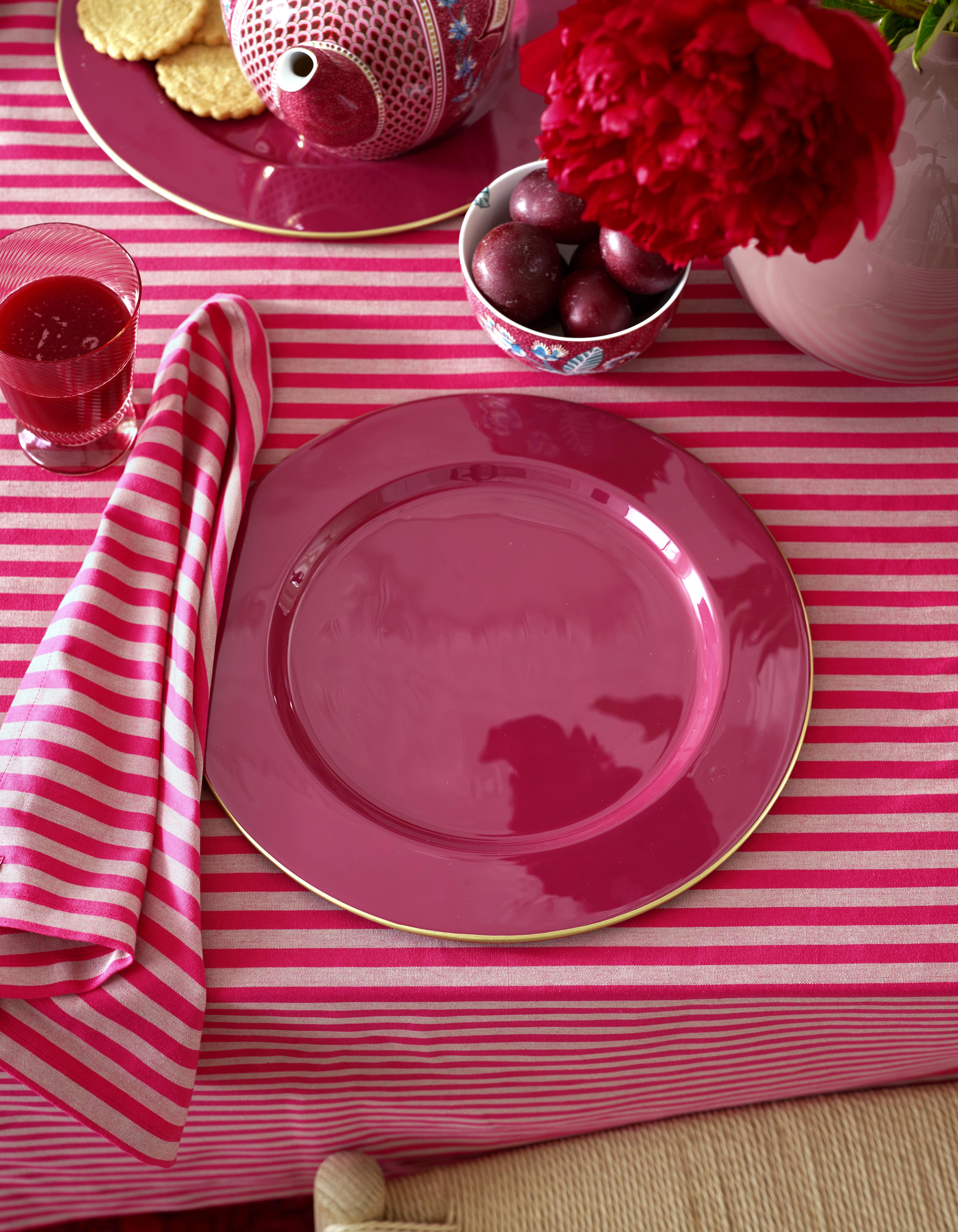 Pip Studio Flower Festival kovový talíř Ø32cm, růžový