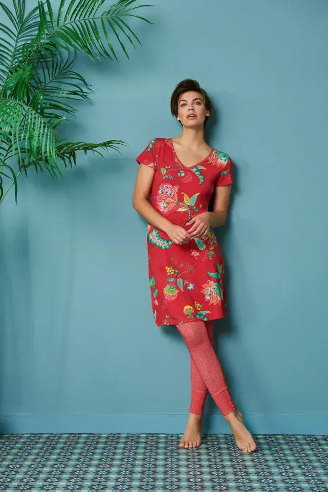 Pip Studio Djoy noční košile Jambo Flower, červená