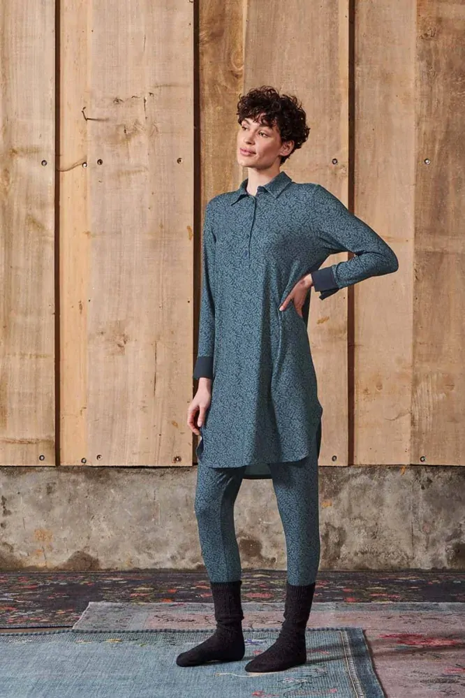 Pip Studio Daatje noční košile Leafy Dots, modrá