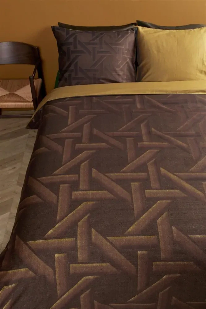 Kardol ložní povlečení pro pánskou ložnici Parsons balvněný satén zlaté, prodloužená délka