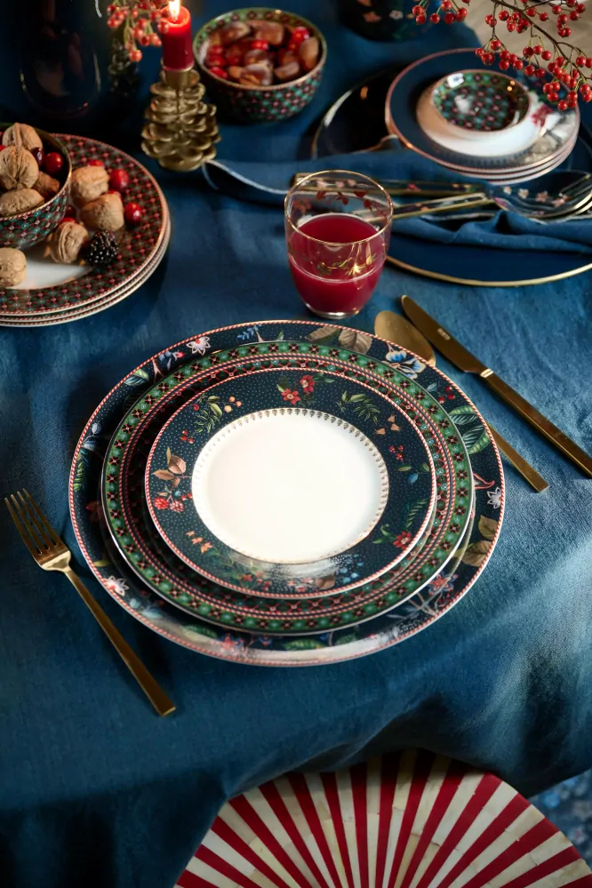 Pip Studio porcelánová sada Berry Blues snídaňová, 3 dílná
