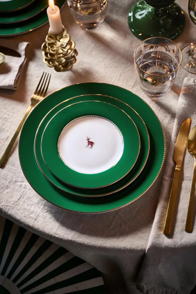 Pip Studio Love Birds talířek Ø17cm, tmavě zelený