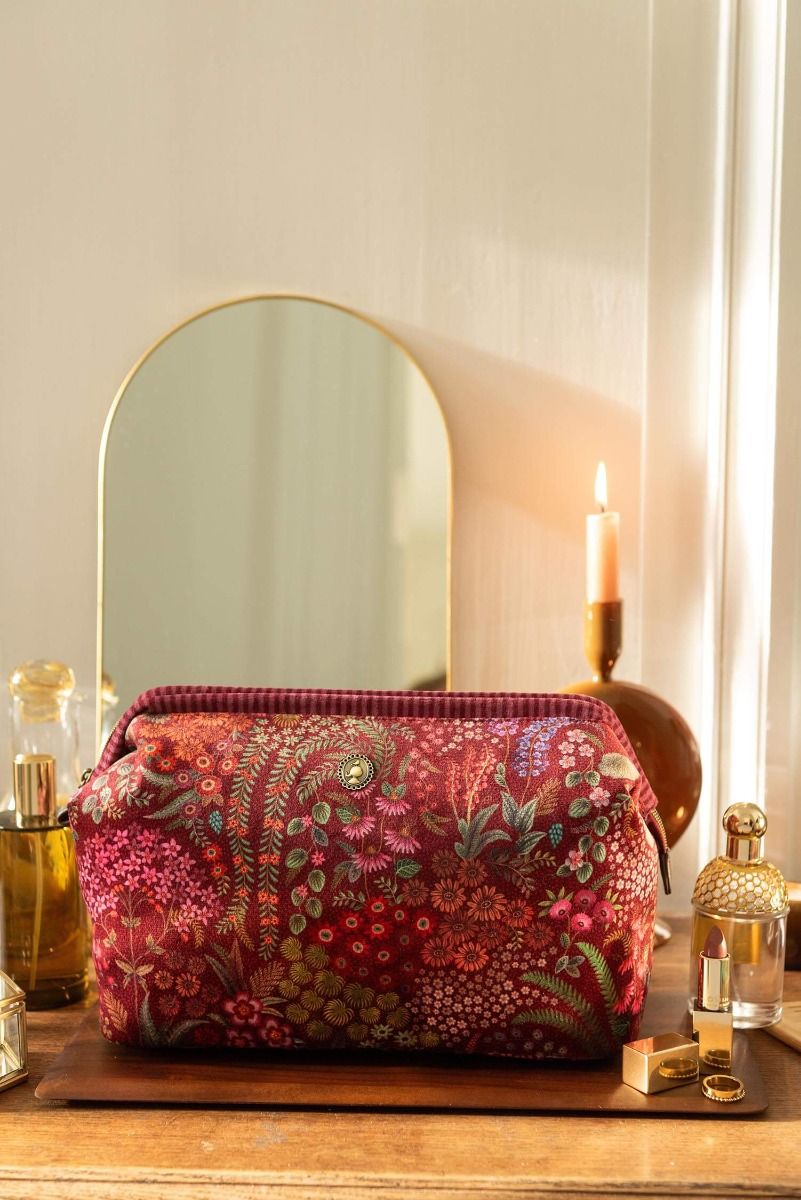 Pip Studio Cooper Querida Quilted Velvet sametová kosmetická taška, červená