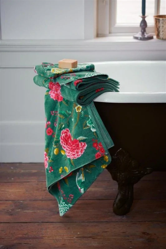 Pip Studio Good Evening bavlněný froté ručník zelený 55x100 cm